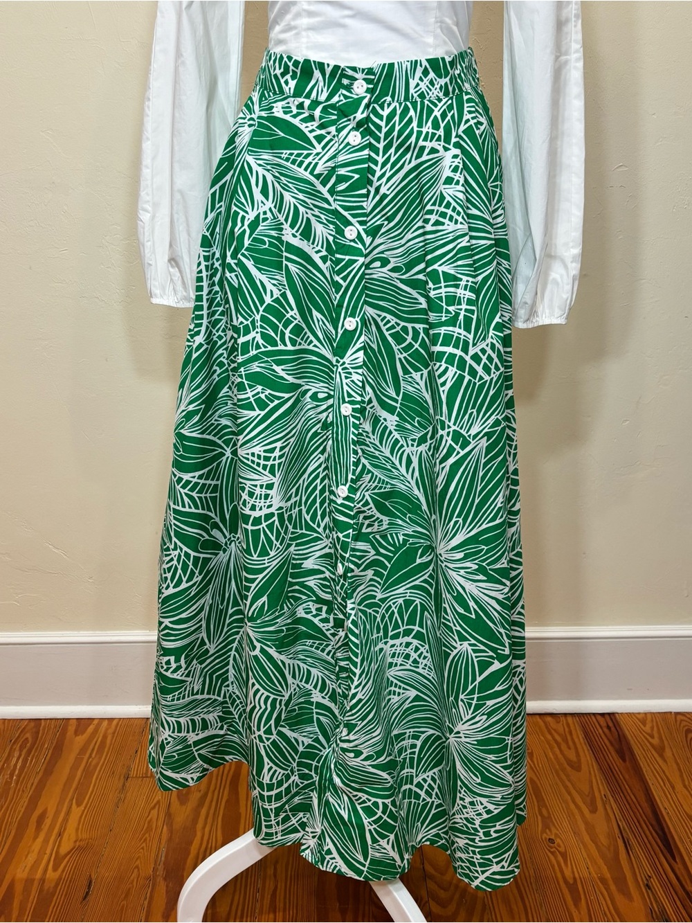 NWT Tabitha Brown for Target 100% Cotton Button Front Floral Maxi Skirt, size XS